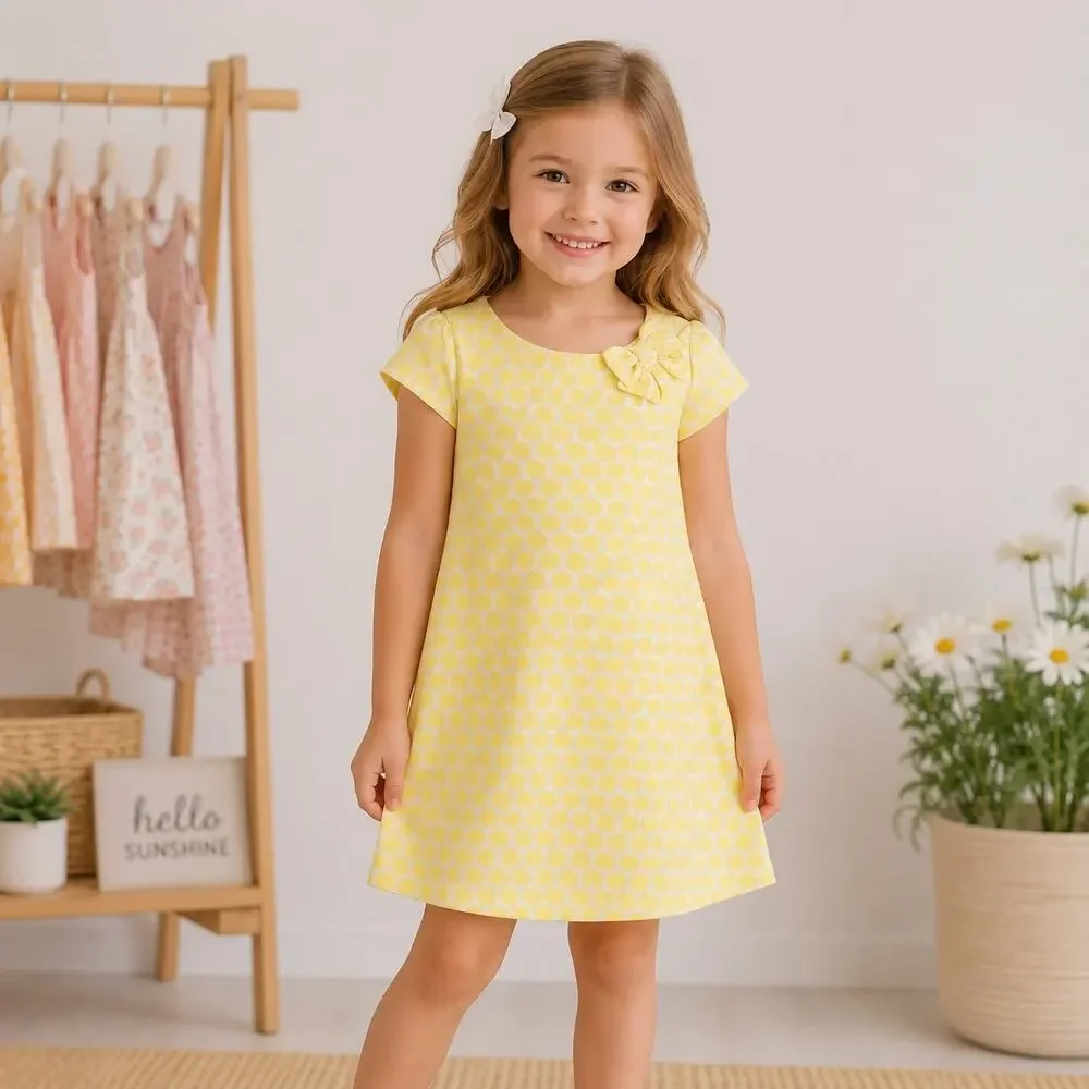 Gymboree Yellow Dot Occasion Short Sleeve Shift Dress 6